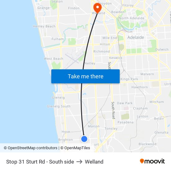 Stop 31 Sturt Rd - South side to Welland map