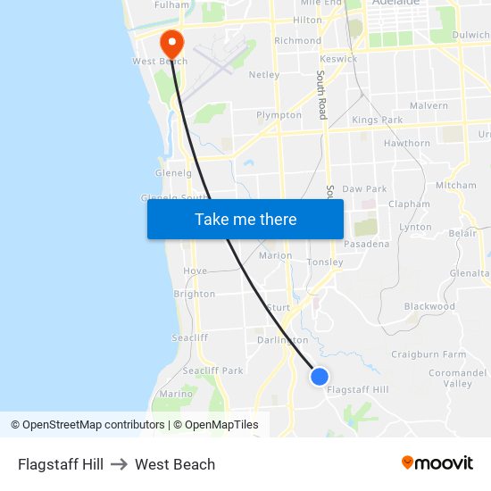 Flagstaff Hill to West Beach map