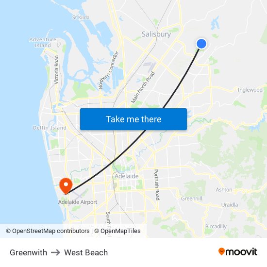 Greenwith to West Beach map