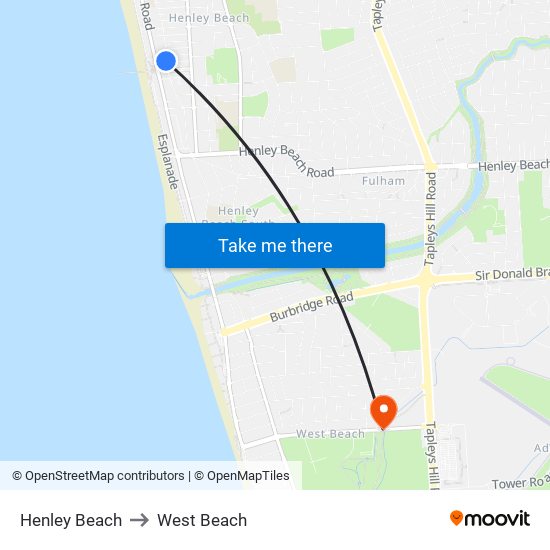 Henley Beach to West Beach map