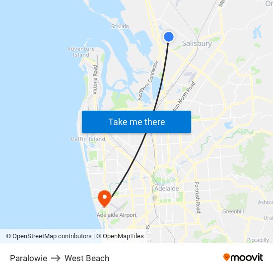 Paralowie to West Beach map