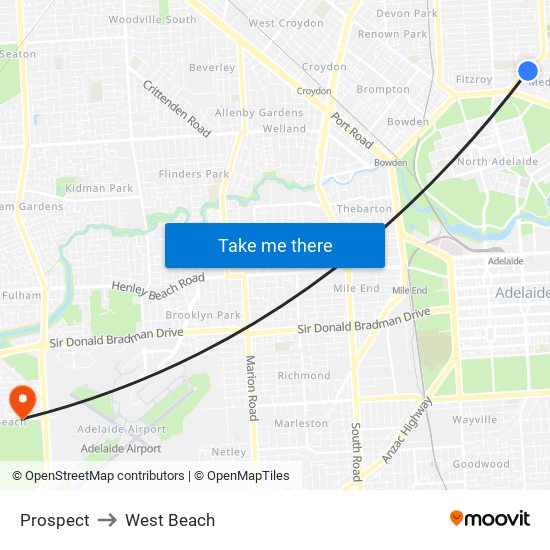 Prospect to West Beach map