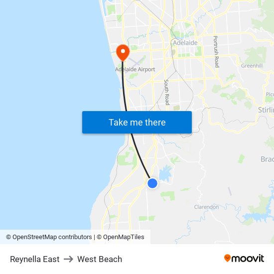 Reynella East to West Beach map
