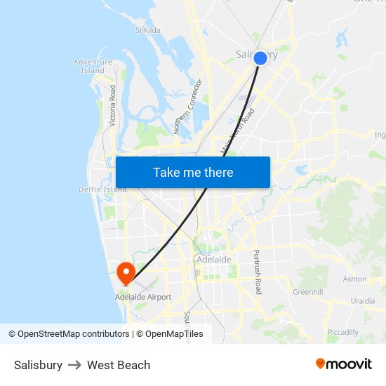 Salisbury to West Beach map