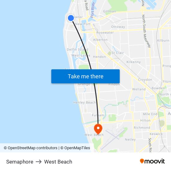 Semaphore to West Beach map