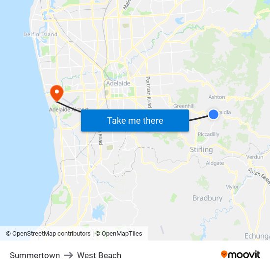 Summertown to West Beach map