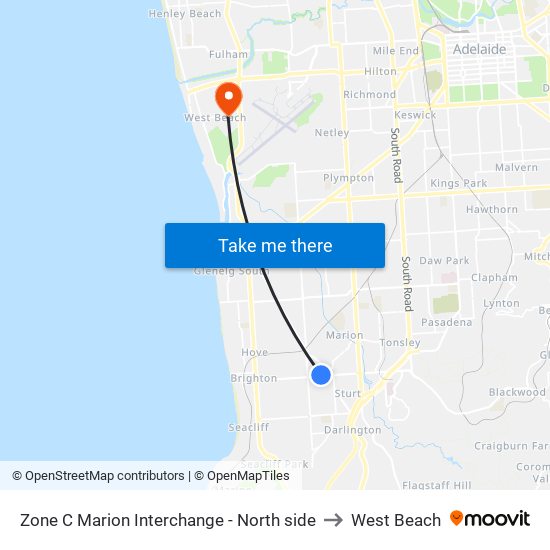 Zone C Marion Interchange - North side to West Beach map