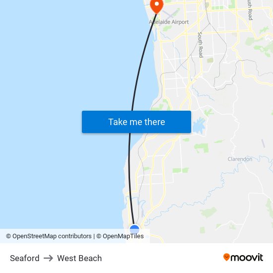 Seaford to West Beach map