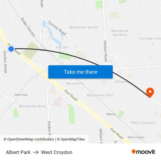 Albert Park to West Croydon map