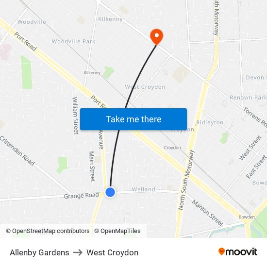 Allenby Gardens to West Croydon map