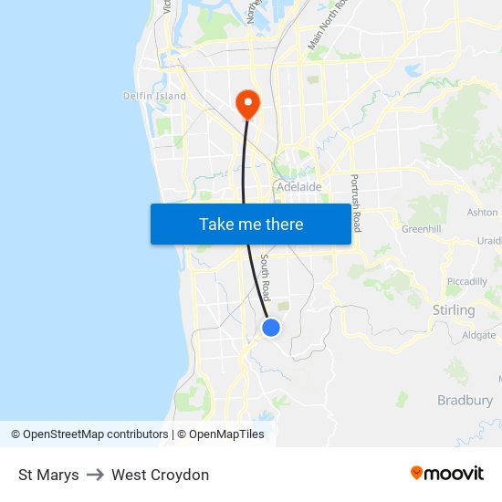 St Marys to West Croydon map