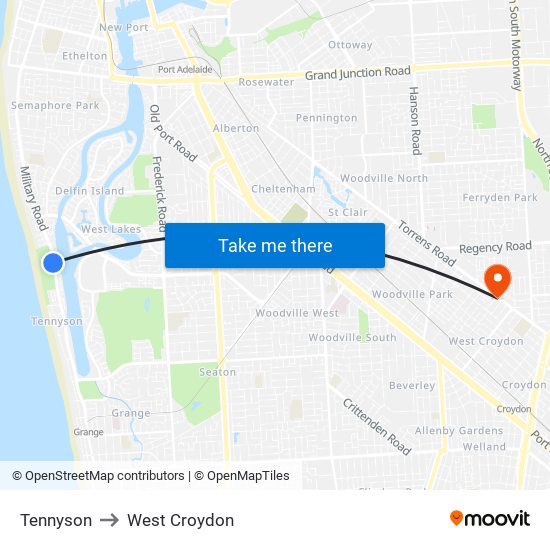 Tennyson to West Croydon map