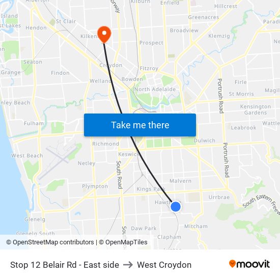 Stop 12 Belair Rd - East side to West Croydon map