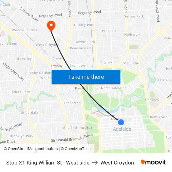 Stop X1 King William St - West side to West Croydon map