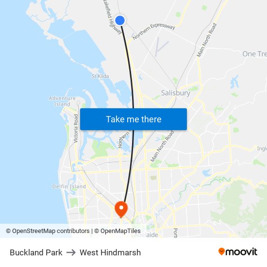 Buckland Park to West Hindmarsh map