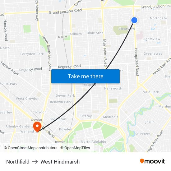 Northfield to West Hindmarsh map