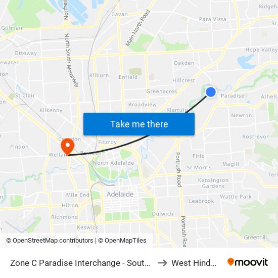 Zone C Paradise Interchange - South East side to West Hindmarsh map