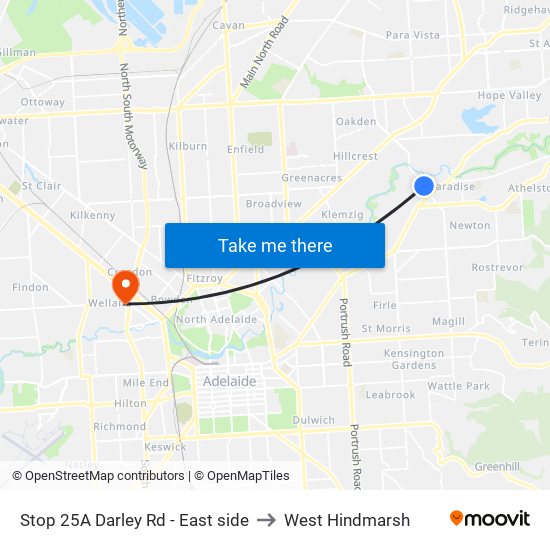 Stop 25A Darley Rd - East side to West Hindmarsh map