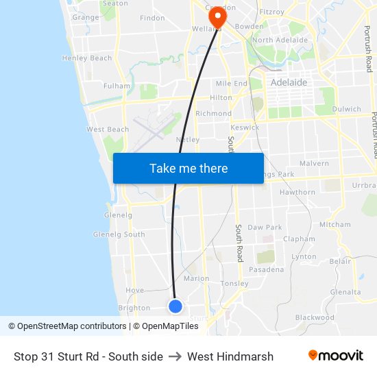 Stop 31 Sturt Rd - South side to West Hindmarsh map