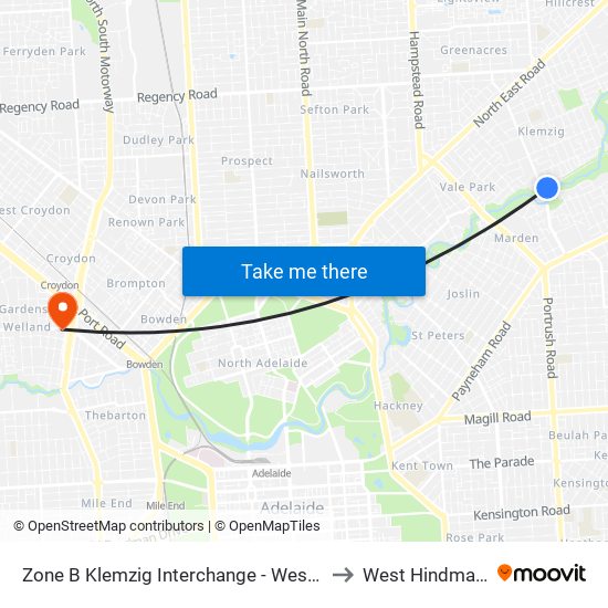 Zone B Klemzig Interchange - West side to West Hindmarsh map