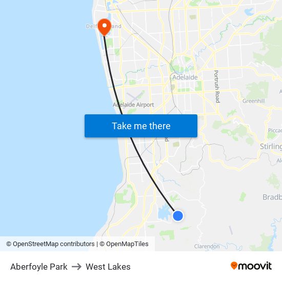 Aberfoyle Park to West Lakes map