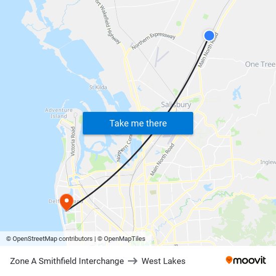 Zone A Smithfield Interchange to West Lakes map