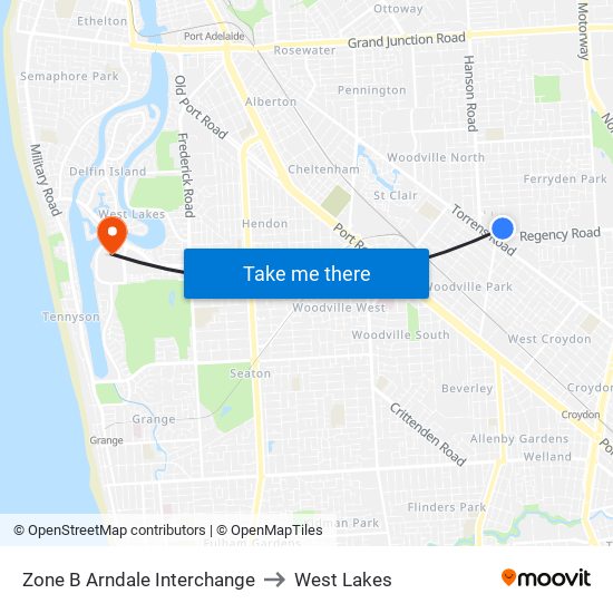 Zone B Arndale Interchange to West Lakes map