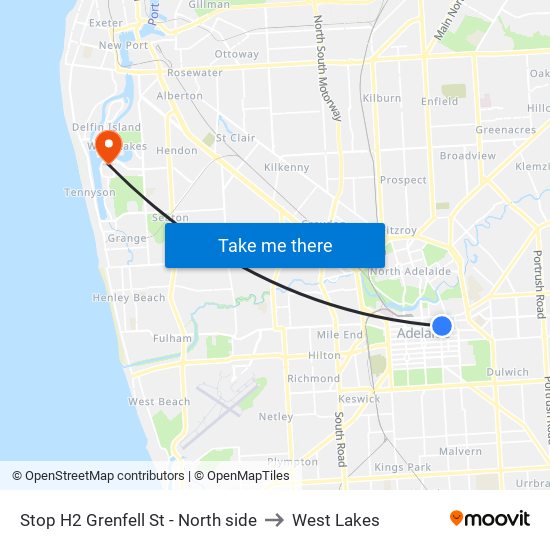 Stop H2 Grenfell St - North side to West Lakes map