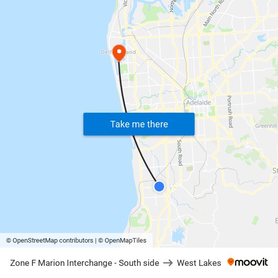 Zone F Marion Interchange - South side to West Lakes map
