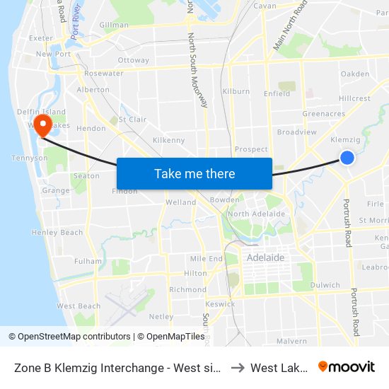 Zone B Klemzig Interchange - West side to West Lakes map