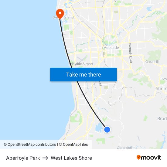 Aberfoyle Park to West Lakes Shore map