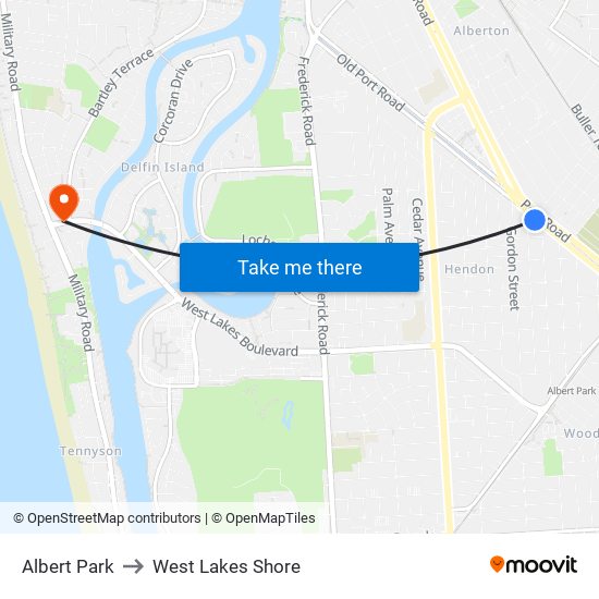 Albert Park to West Lakes Shore map