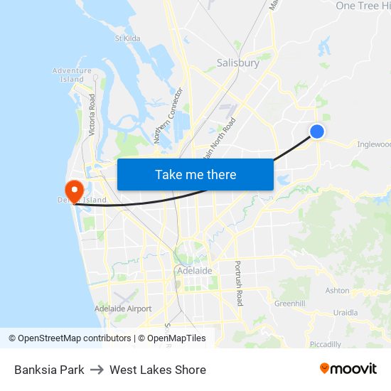 Banksia Park to West Lakes Shore map