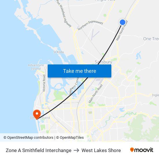 Zone A Smithfield Interchange to West Lakes Shore map