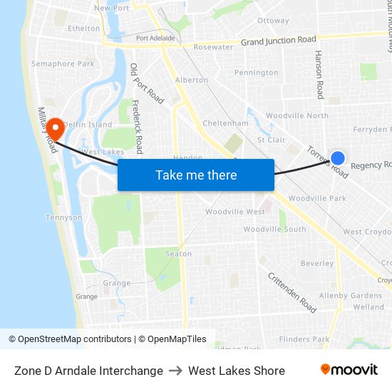 Zone D Arndale Interchange to West Lakes Shore map