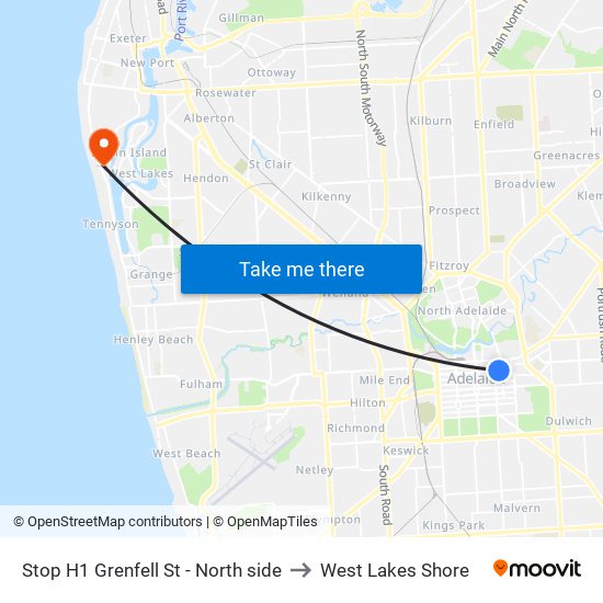 Stop H1 Grenfell St - North side to West Lakes Shore map