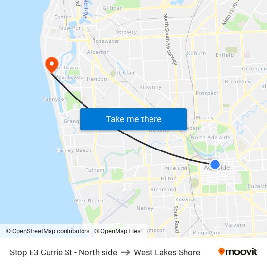 Stop E3 Currie St - North side to West Lakes Shore map