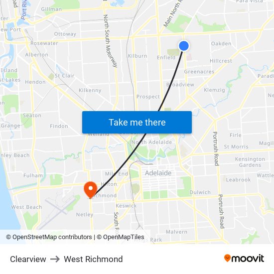 Clearview to West Richmond map