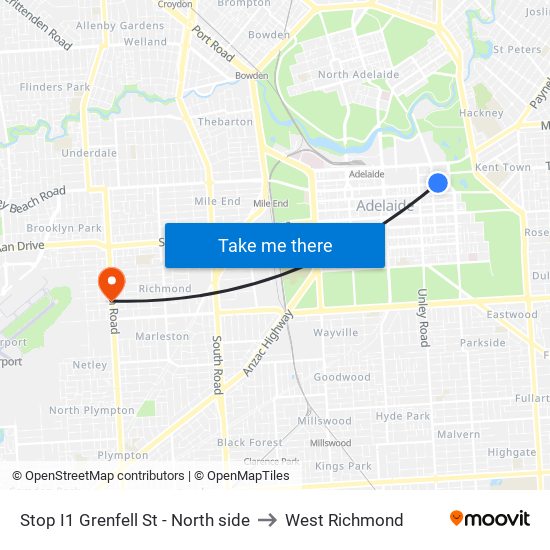 Stop I1 Grenfell St - North side to West Richmond map