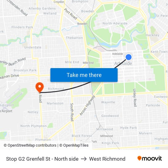 Stop G2 Grenfell St - North side to West Richmond map