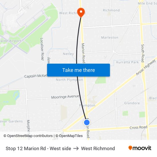 Stop 12 Marion Rd - West side to West Richmond map