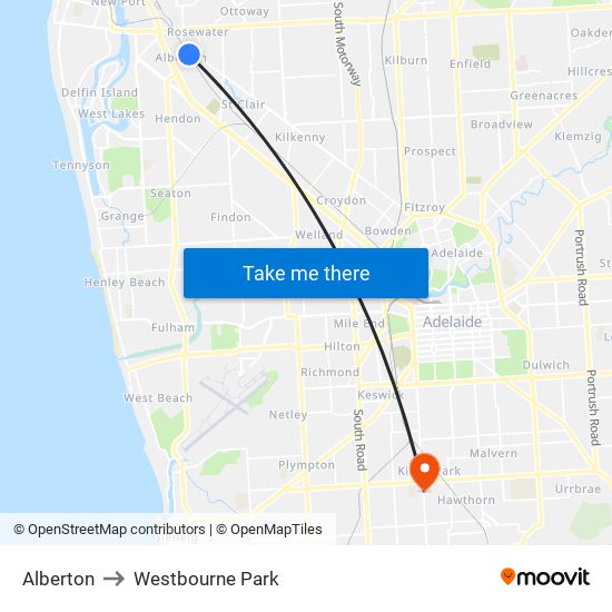 Alberton to Westbourne Park map