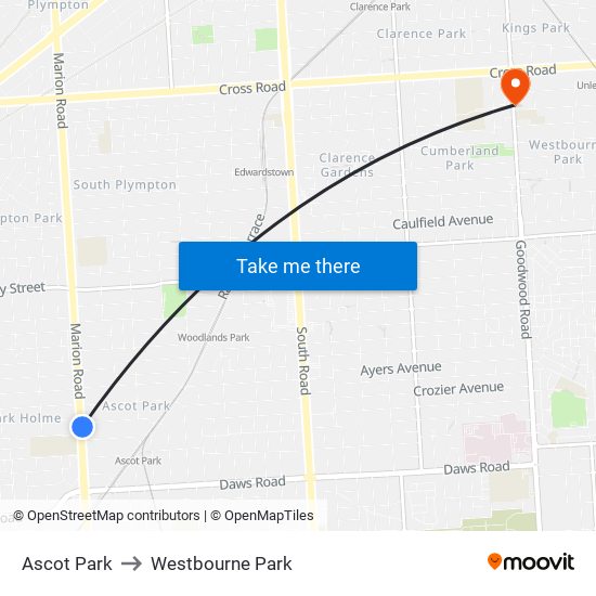 Ascot Park to Westbourne Park map