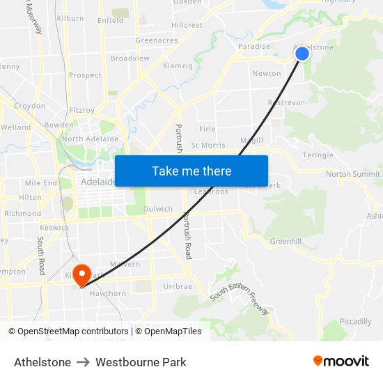 Athelstone to Westbourne Park map