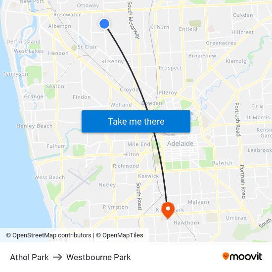 Athol Park to Westbourne Park map