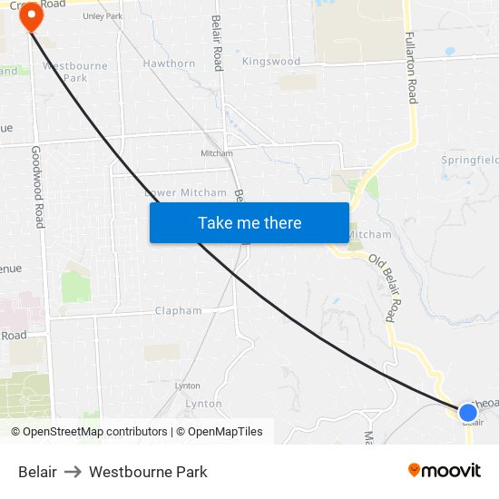 Belair to Westbourne Park map