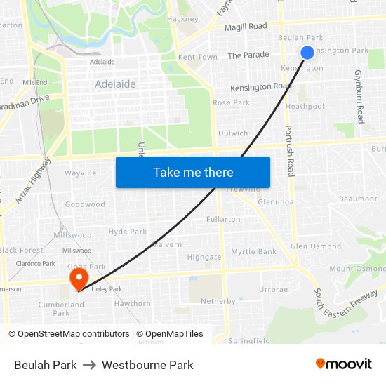 Beulah Park to Westbourne Park map