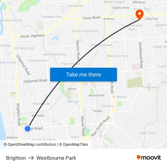 Brighton to Westbourne Park map