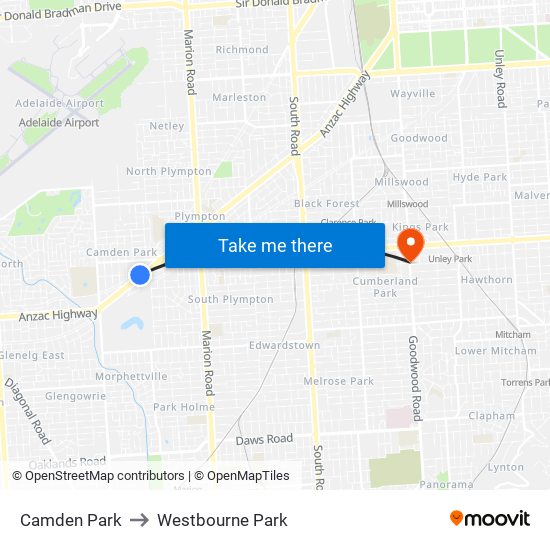 Camden Park to Westbourne Park map