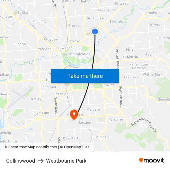 Collinswood to Westbourne Park map